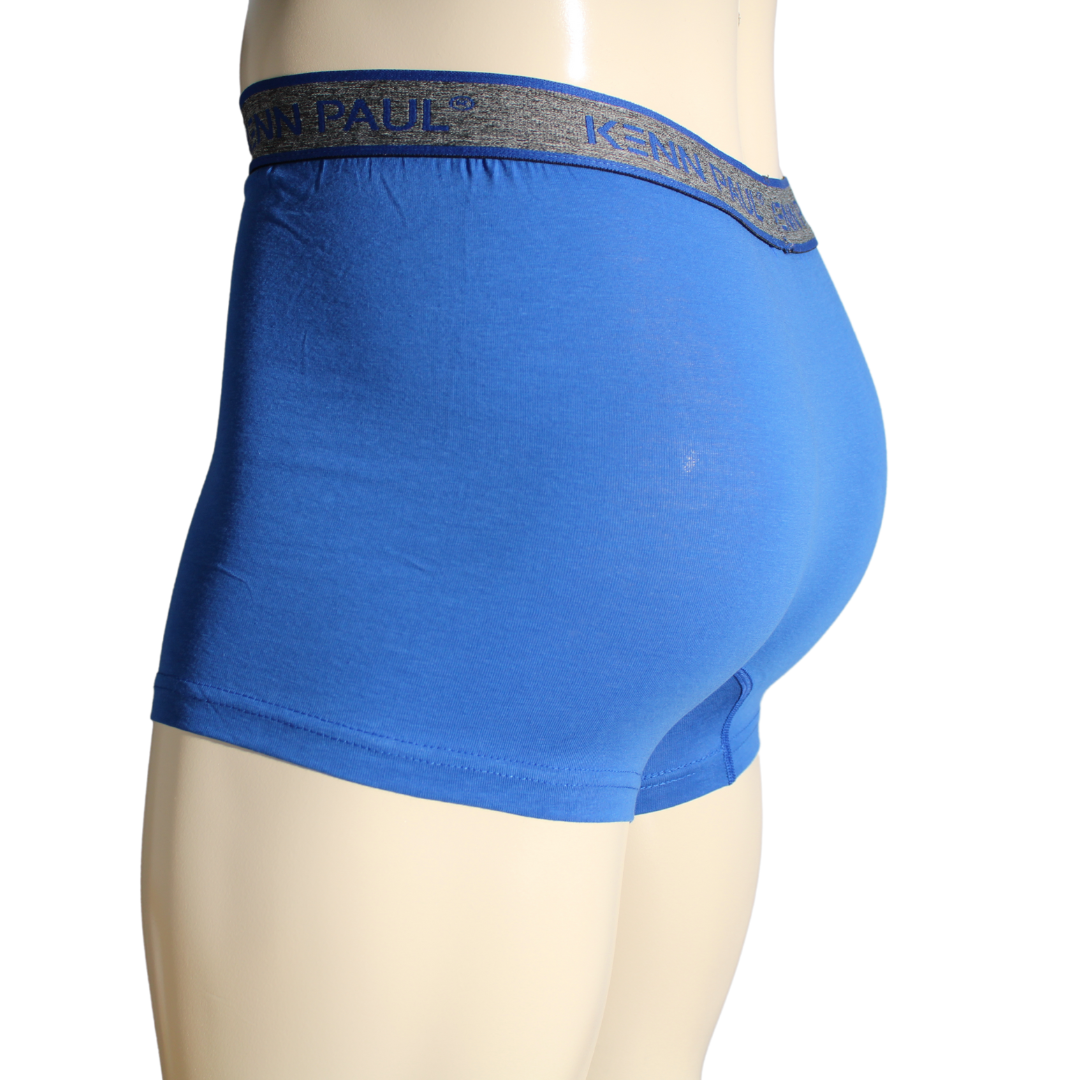 3'lü Erkek Düz Mavi Ton Pamuk Boxer Fitted