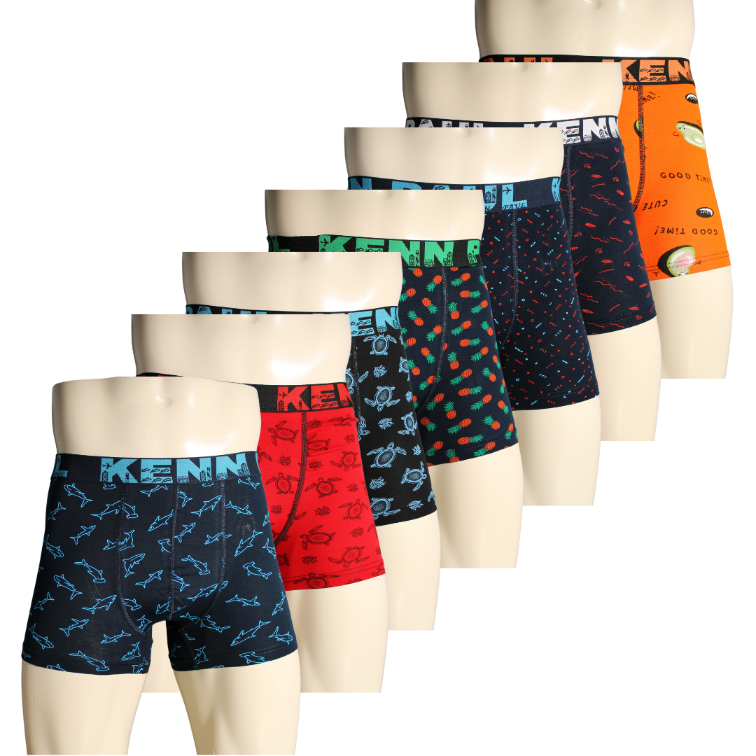 7'li Desenli Karışık Erkek Pamuk Boxer | Yumuşak Kumaş |